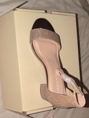 Sparkling Rose Gold Ankle-Strap Sandals by J Adams